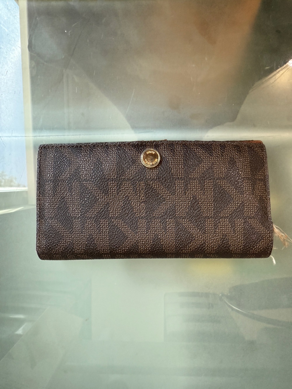 Michael Kors Classic Brown Logo-Pattern Wallet - Women's Clutch